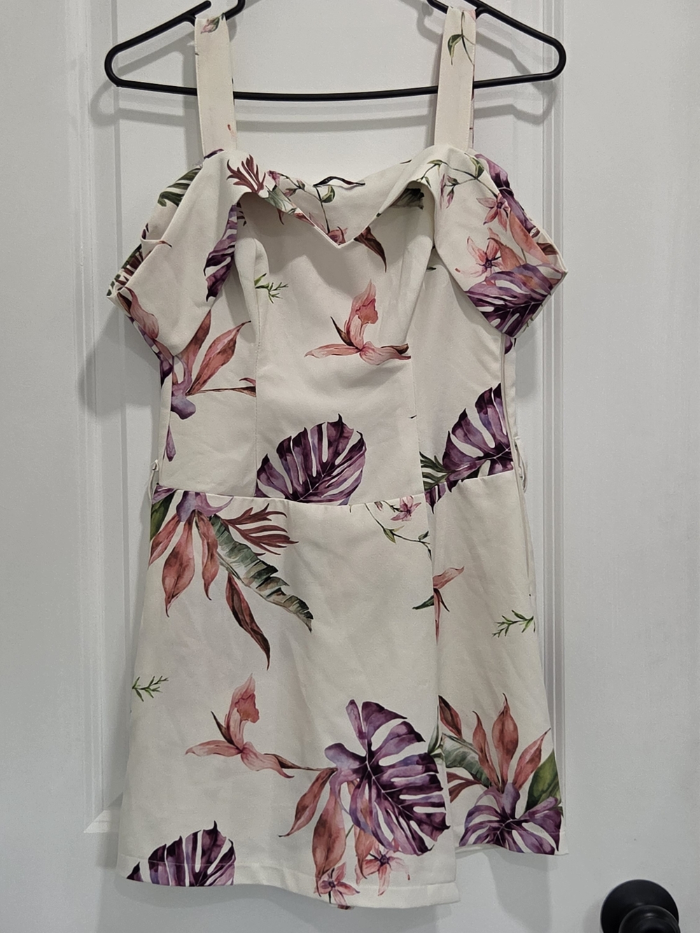 Floral Tropical Print Off-Shoulder Romper